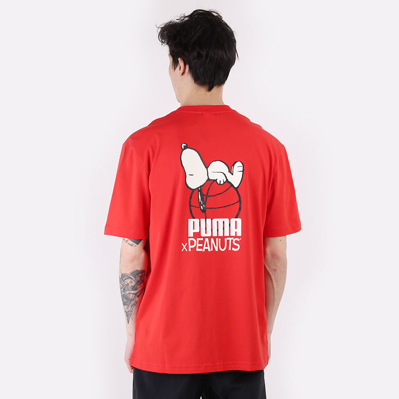 мужская красная футболка PUMA x Peanuts Tee 53061611 - цена, описание, фото 5